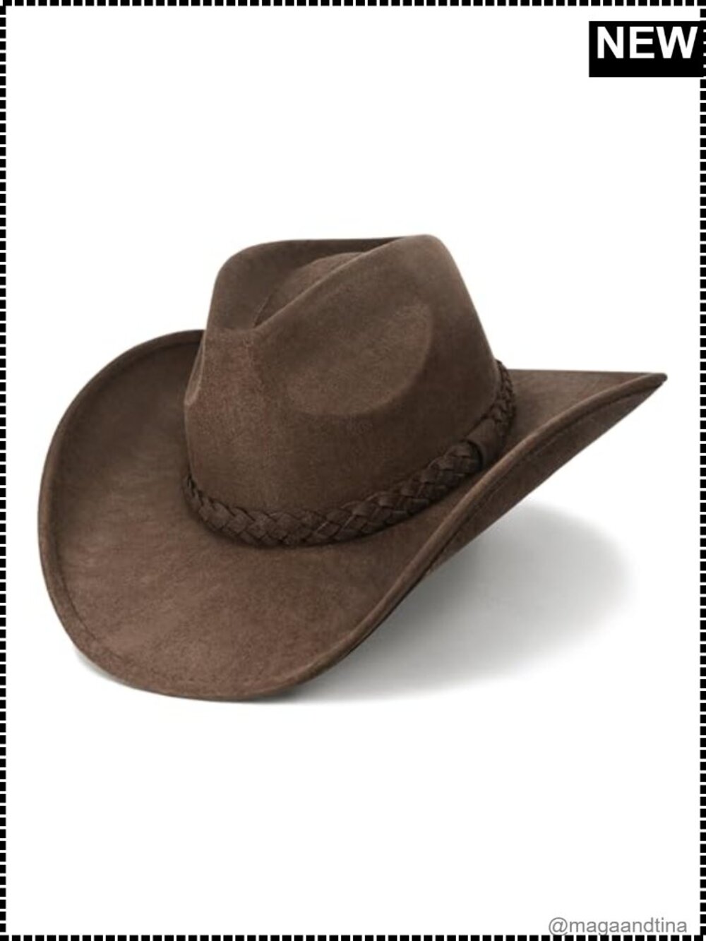 Felt Western Cowboy Hat Teardrop Crown Wired Brim Adjustable Wide Brim